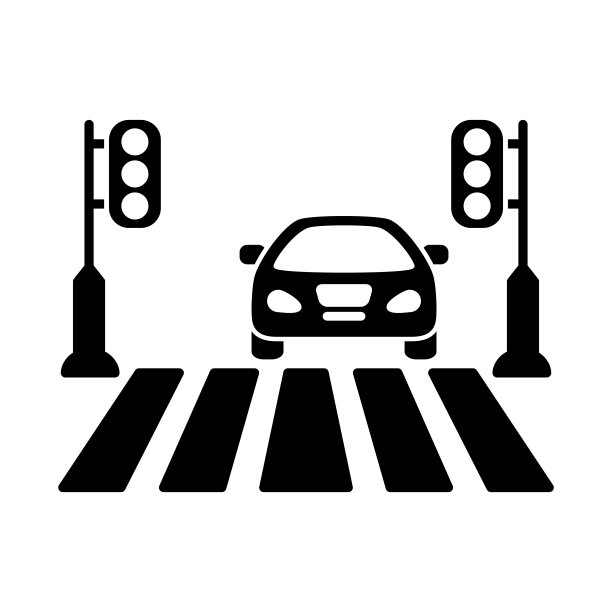 交通，斑马线十字图标标志设计矢量模板插图图片下载