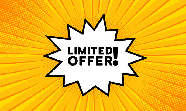 语音气泡有限提供文本。复古漫画风格。波普艺术风格。矢量线图标的业务和广告图片下载