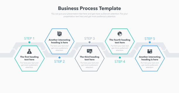 包含五个步骤的业务流程模板图片下载
