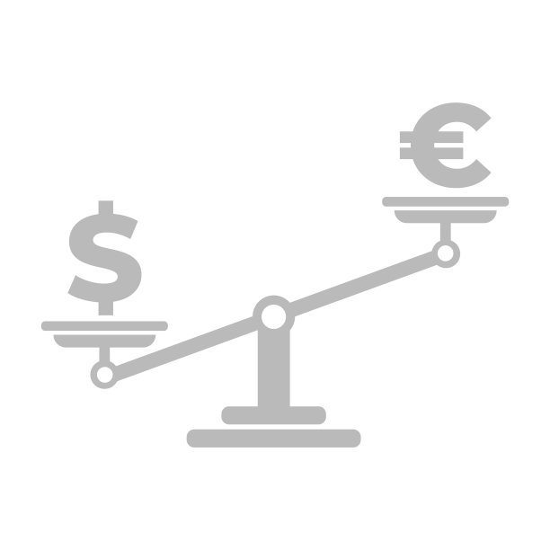 货币、美元、欧元、汇率、金钱、跷跷板图标图片下载