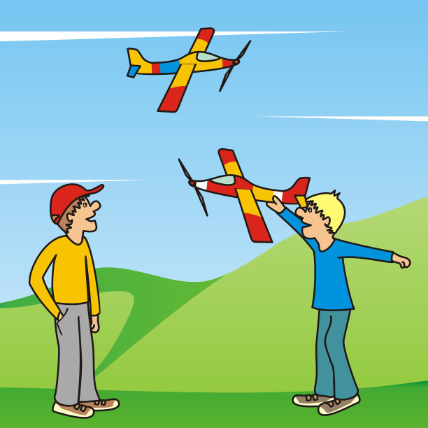 有飞机的男孩，休闲活动，eps。图片下载