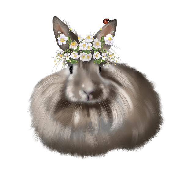 水彩逼真的红兔子。兔子的插图。长毛兔子图片下载