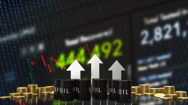 金币和油箱在商业背景上的3d渲染图片下载