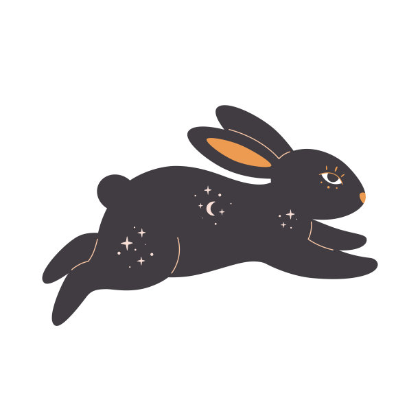 兔子具有深奥、神秘、魔术的元素。(兔年)手绘矢量插图图片下载