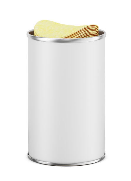 空白开白色纸板筒盒可与薯片。Cips可以管模拟。三维渲染图片下载