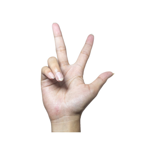 特写的手显示三个手指图片下载