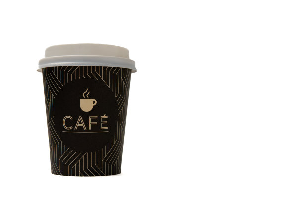 一个棕色的便携式咖啡杯，中间有一个单词cafe。图片下载