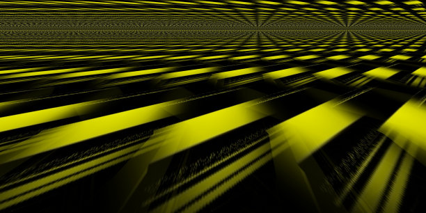 3D插图明亮的黄色几何三角形设计在一个朴素的黑色背景图片下载