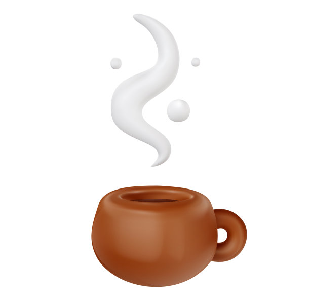 3d卡通棕色粘土杯与热咖啡或茶孤立在白色背景。逼真可爱的矢量插图。简约风格元素。图片下载