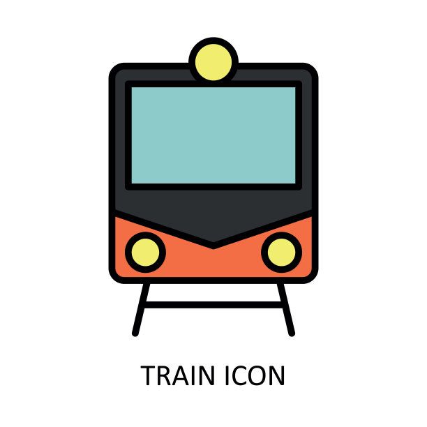 矢量插图与火车图标。轮廓图图片下载