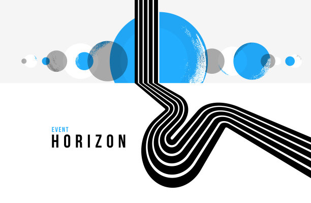 未来线在三维透视矢量抽象背景，黑色和蓝色线性组成，道路地平线和天空的概念，光学错觉op艺术。图片下载