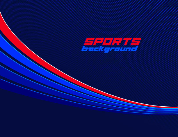 运动背景矢量抽象线条三维旋转，暗红色和蓝色动态布局运动游戏或赛车和跑步活动。图片下载