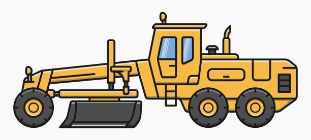 平地机施工向量平面插图图片下载