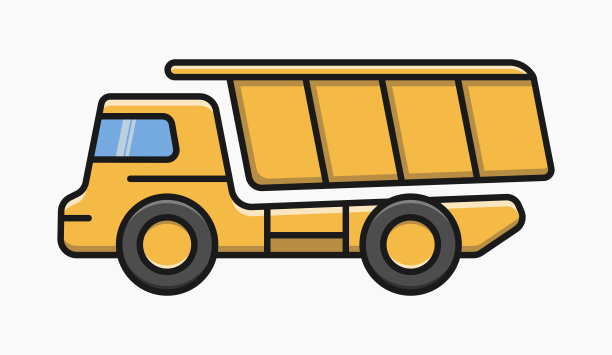 建筑自卸车图标矢量平面插图图片下载