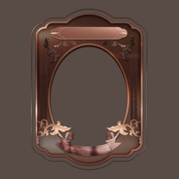 玫瑰金复古金属立体浮雕主题边框图片下载