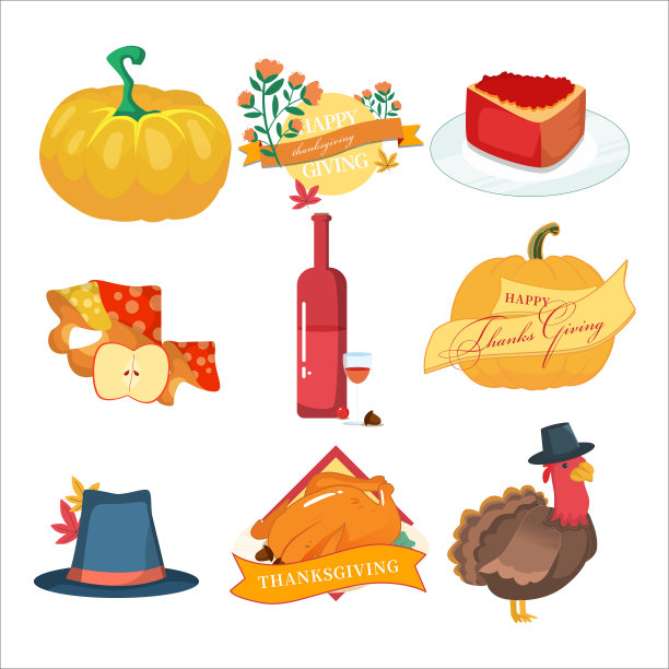 感恩节卡通元素分类图片下载