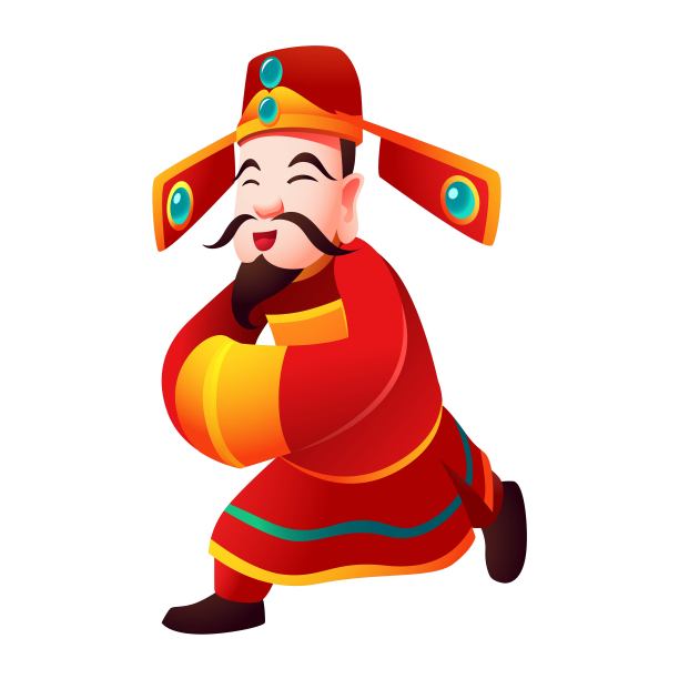 跑过来的的财神插画元素图片下载