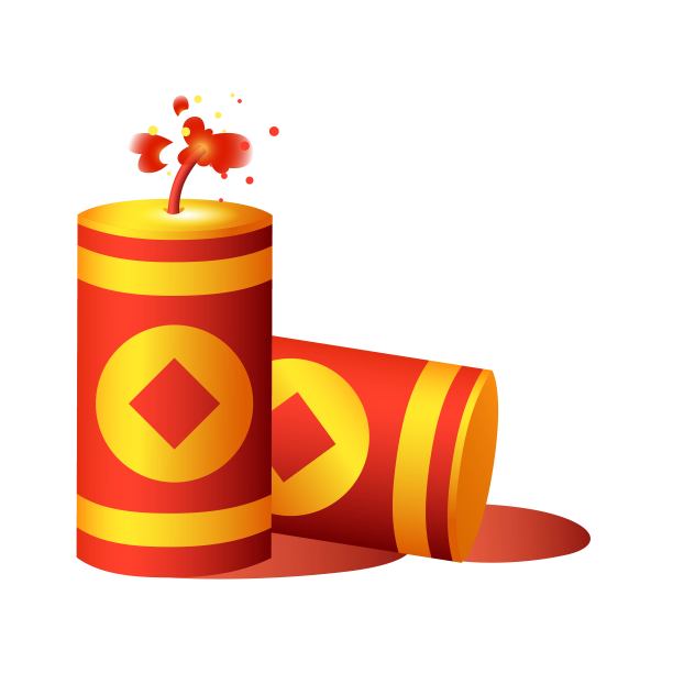 铜钱双响炮插画元素图片下载