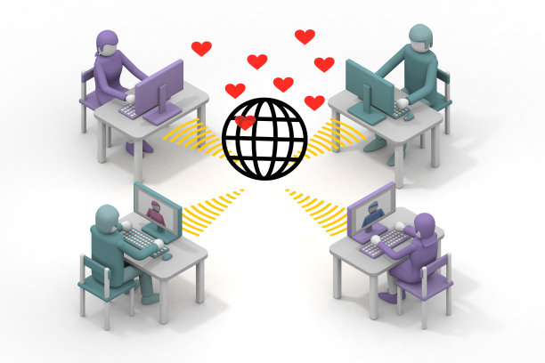 外国人的方法。通过互联网与世界各地的人联系。寻找全球婚姻伴侣。图片下载