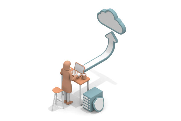 远程工作。使用云系统工作。共享数据。你可以在家工作。图片下载