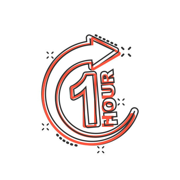 1小时时钟图标在漫画风格倒计时图片下载