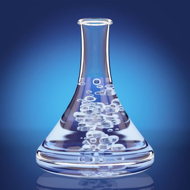 蓝色实验室烧瓶沸腾化学成分反应图片下载