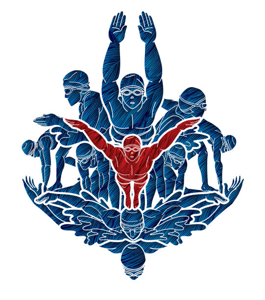 一群人一起游泳图片下载