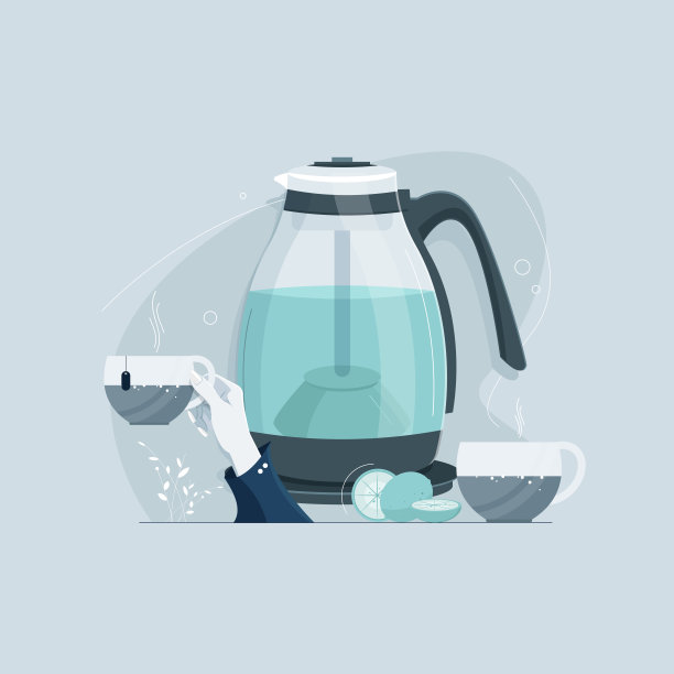 蒸汽柠檬茶矢量插图与茶壶和杯子，茶时间概念图片下载