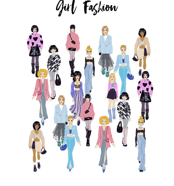 穿着时髦服装的时髦年轻女子图片下载