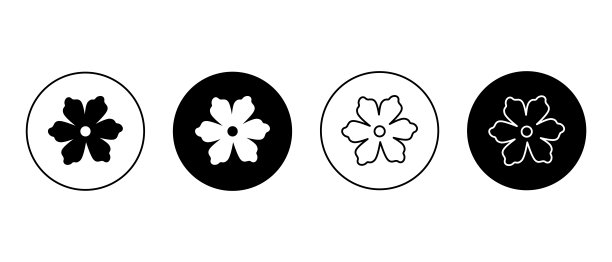花向量图标设置。花按钮可编辑的描边，圆形的平面符号图片下载
