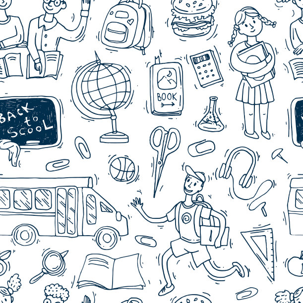 漂亮的手画套回学校图片下载