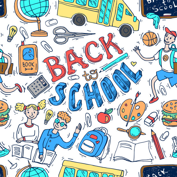 漂亮的手画套回学校图片下载