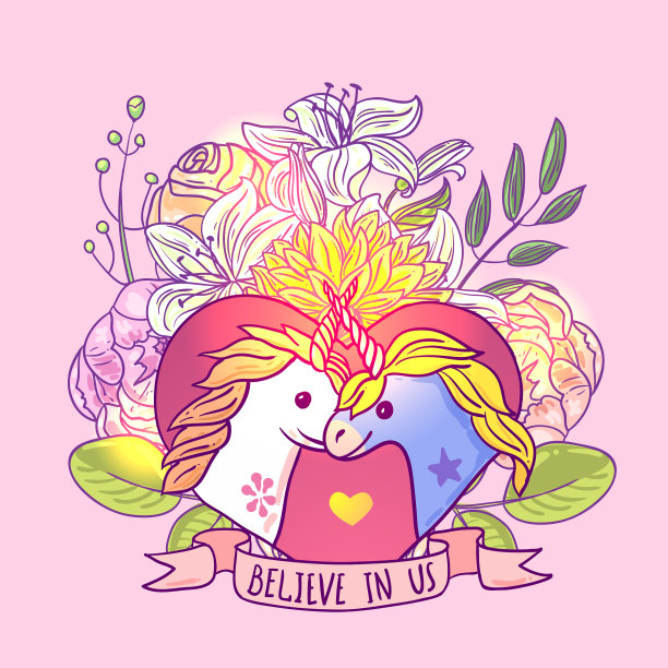 美丽的手绘独角兽图片下载