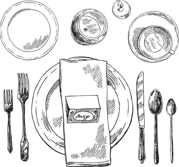 手绘餐桌设置图片下载