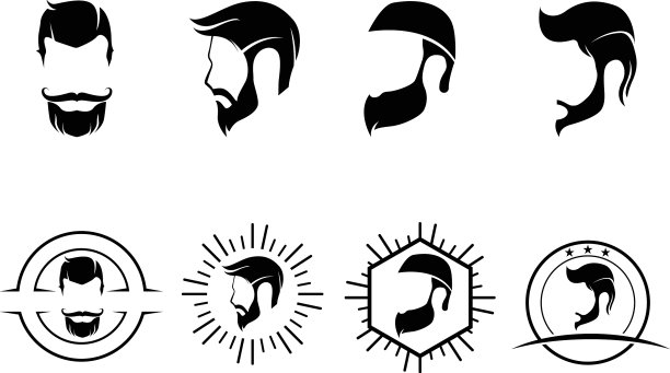 胡子和胡子的标志和符号图片下载