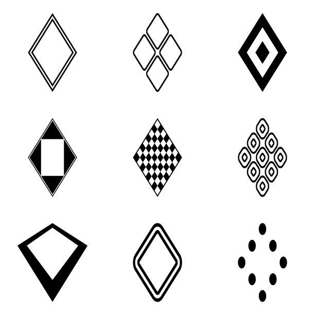 菱形平面图标设置孤立在白色背景上图片下载