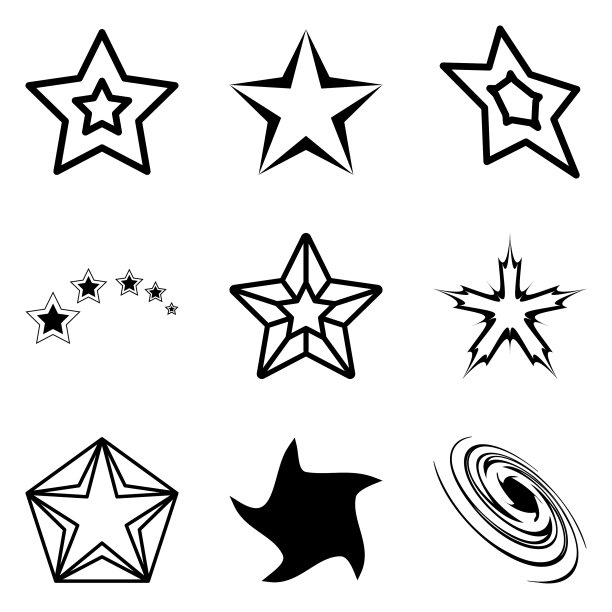 Stars2平面图标设置孤立在白色背景上图片下载