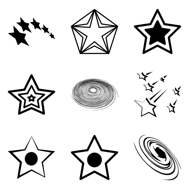 Stars2平面图标设置孤立在白色背景上图片下载