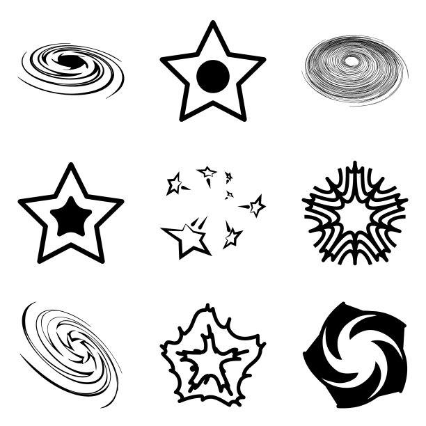 Stars2平面图标设置孤立在白色背景上图片下载