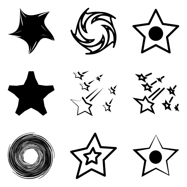 Stars2平面图标设置孤立在白色背景上图片下载