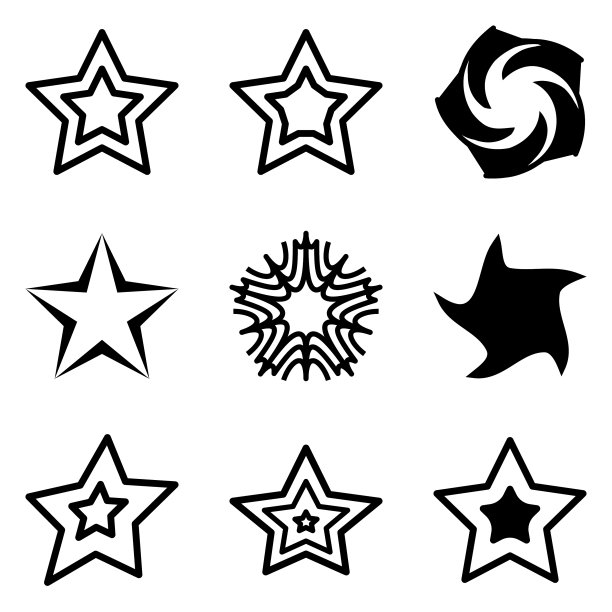 Stars2平面图标设置孤立在白色背景上图片下载