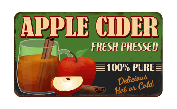 苹果酒陈旧生锈的金属标志图片下载