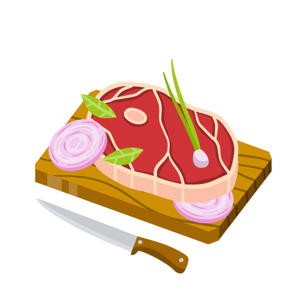 切菜板上的一块生肉，用来烹饪食物图片下载