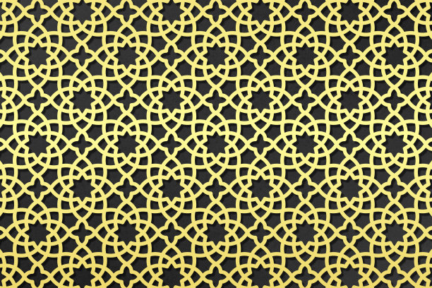 无缝图案伊斯兰传统风格。金色和黑色。图片下载