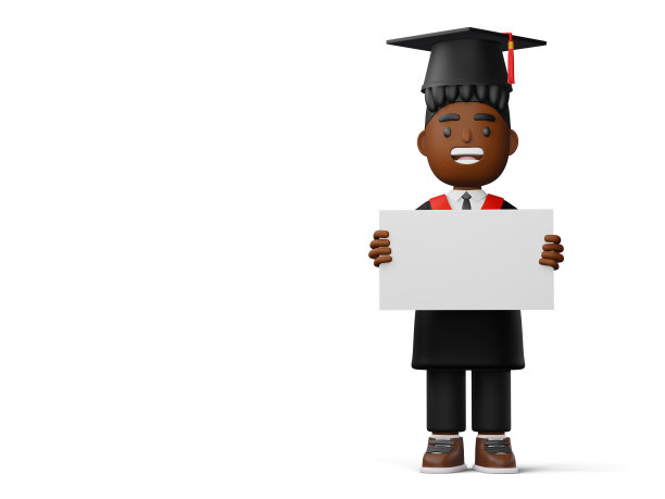 快乐毕业男生捧书和毕业证，3d渲染图片下载