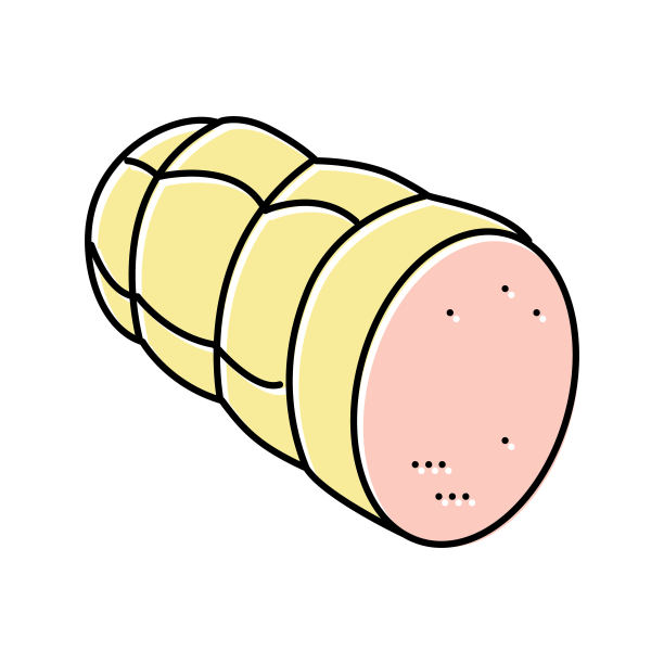 香肠熟肉食品颜色图标矢量插图图片下载