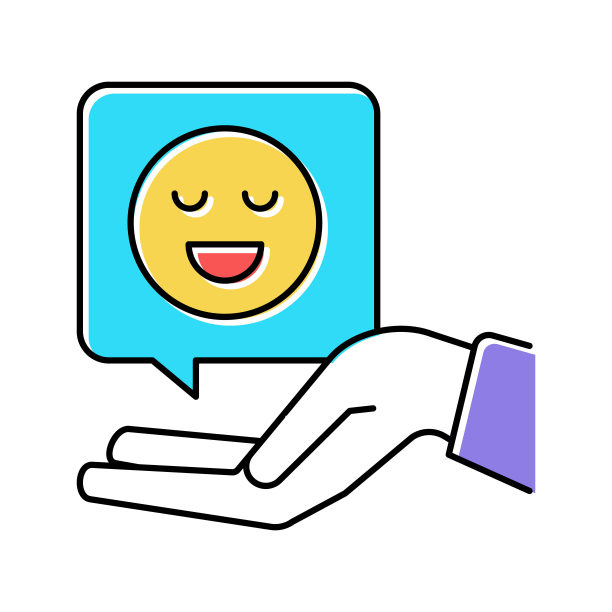愉快的客户审查彩色图标矢量插图图片下载