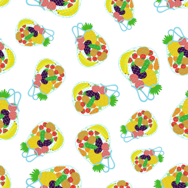 无缝模式与可重复使用的袋子，矢量插图图片下载