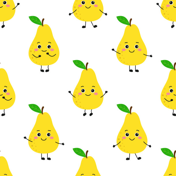 平面风格的卡通梨图案，矢量插图图片下载