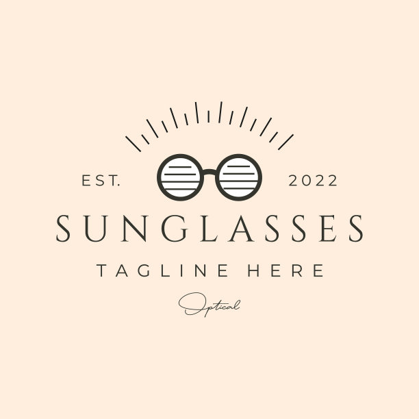 太阳镜光学线条艺术标志符号设计图片下载